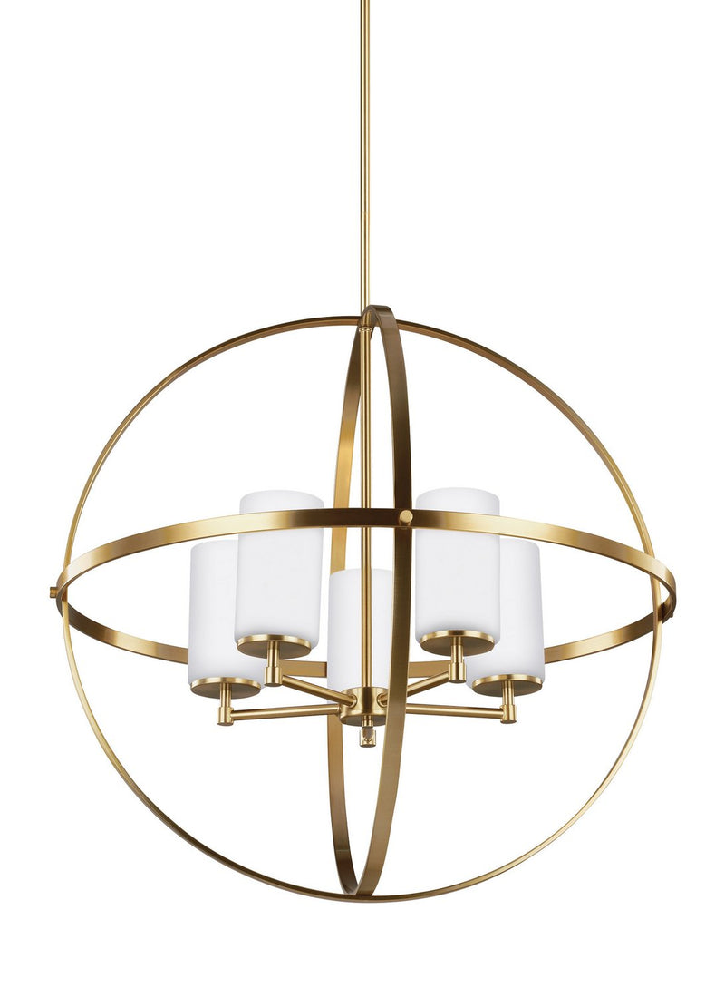 Alturas 5-Light Etched Glass Chandelier in Satin Brass