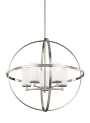 Alturas 5-Light Etched Glass Chandelier in Brushed Nickel
