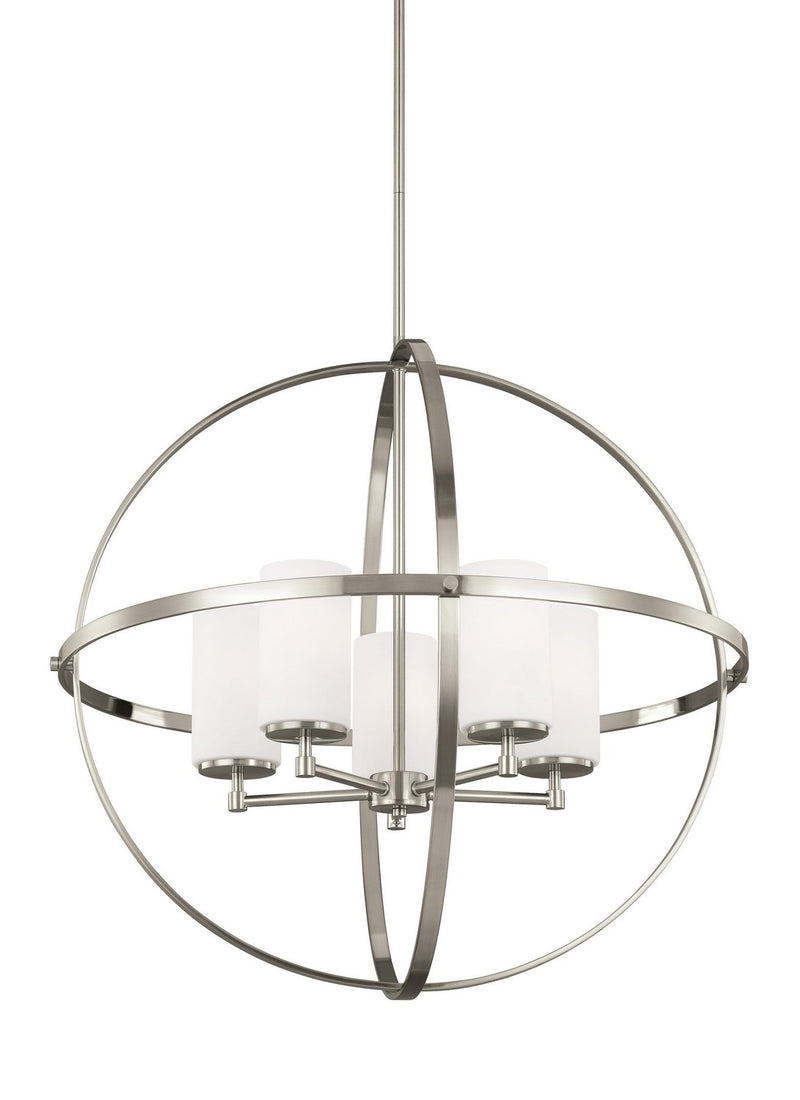 Alturas 5-Light Etched Glass Chandelier in Brushed Nickel