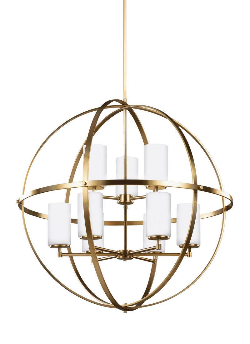 Alturas Nine Light Chandelier in Satin Brass