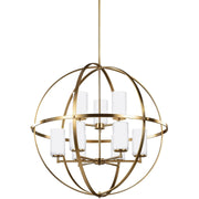 Alturas 9-Light Etched Glass Chandelier in Satin Brass