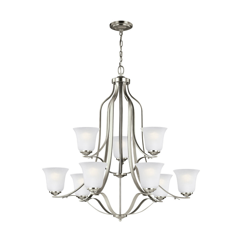 Emmons Nine Light Chandelier in Brushed Nickel