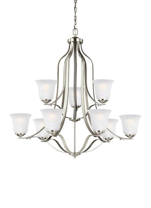 Emmons Nine Light Chandelier in Brushed Nickel