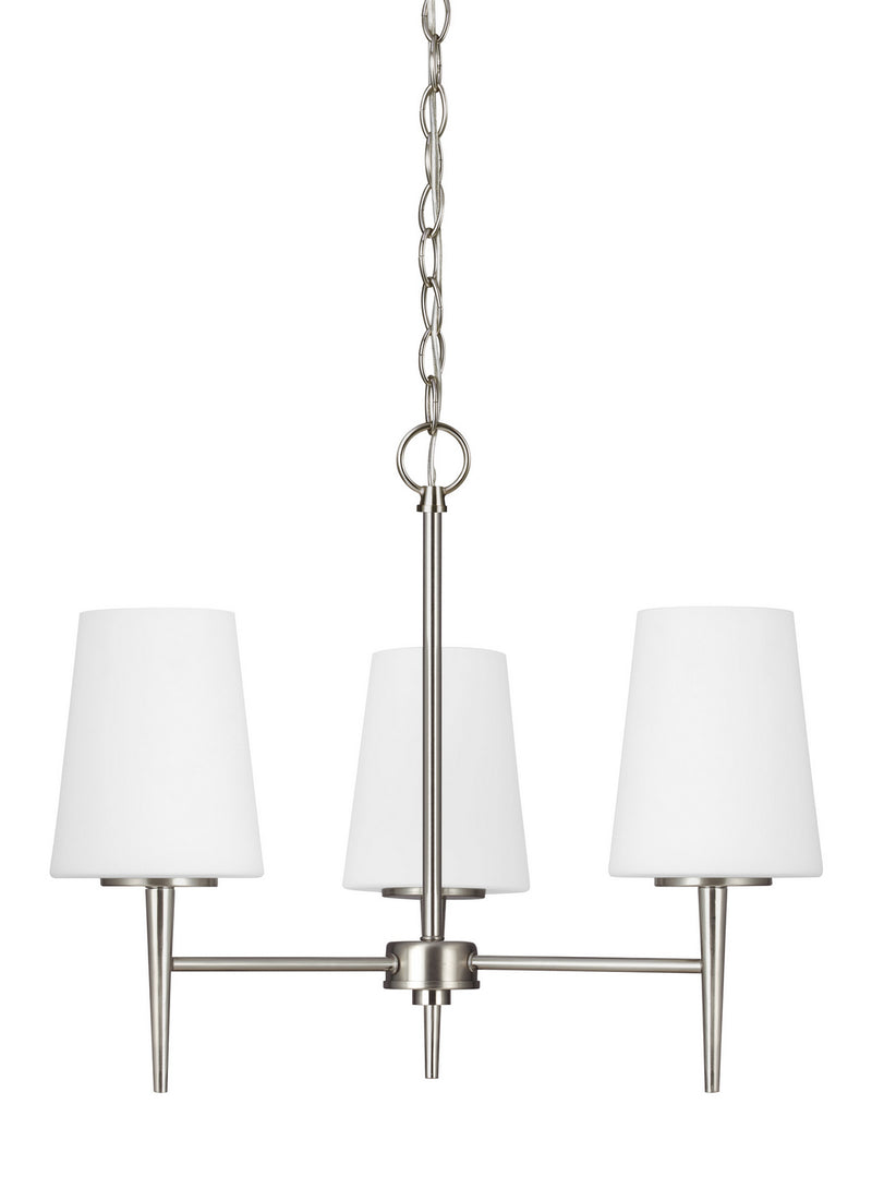 Driscoll Three Light Chandelier in Brushed Nickel