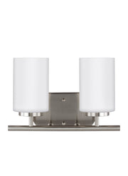 Oslo 2-Light Opal Glass Bath Vanity Light in Brushed Nickel