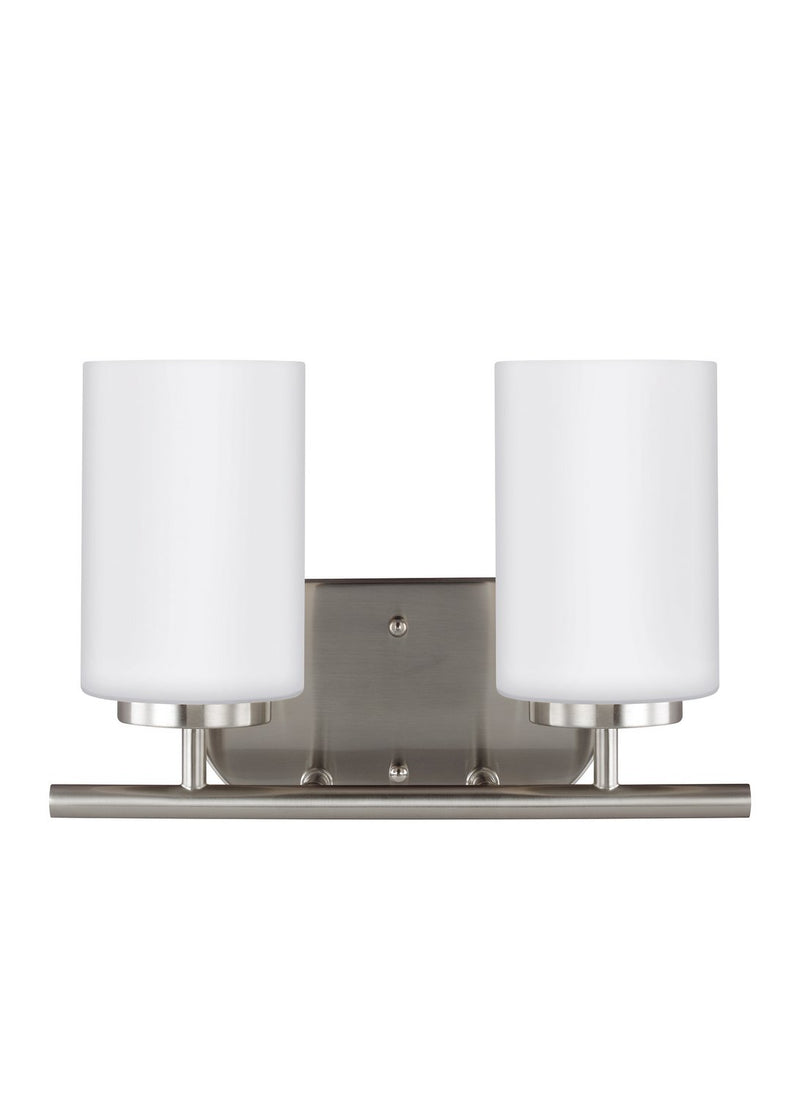 Oslo 2-Light Opal Glass Bath Vanity Light in Brushed Nickel