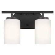 Oslo 2-Light Opal Glass Bath Vanity Light in Midnight Black