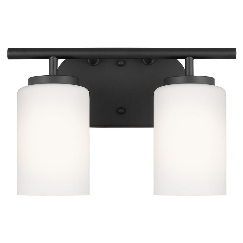 Oslo 2-Light Opal Glass Bath Vanity Light in Midnight Black
