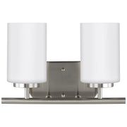 Oslo 2-Light Opal Glass Bath Vanity Light in Brushed Nickel