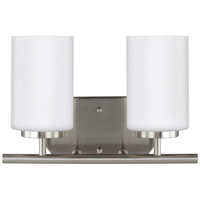 Oslo 2-Light Opal Glass Bath Vanity Light in Brushed Nickel
