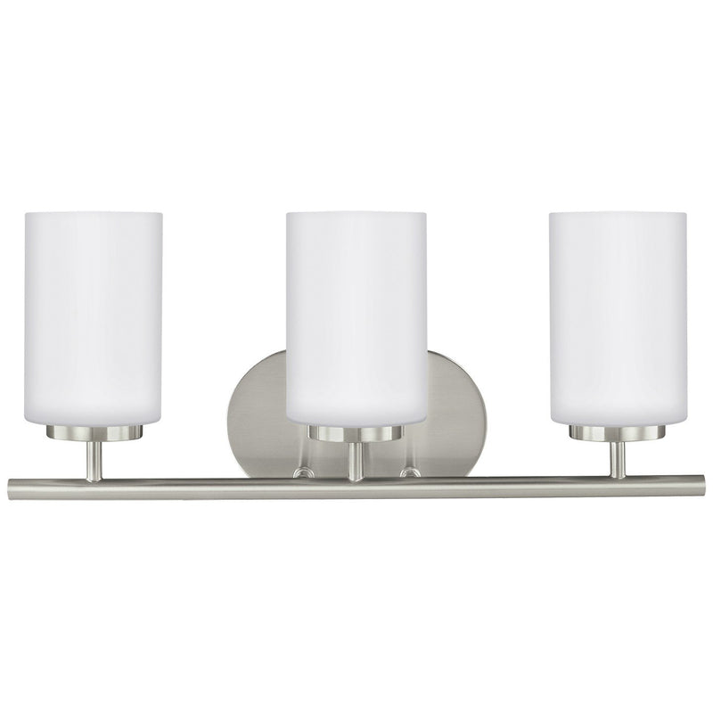 Oslo 3-Light Opal Glass Bath Vanity Light in Brushed Nickel