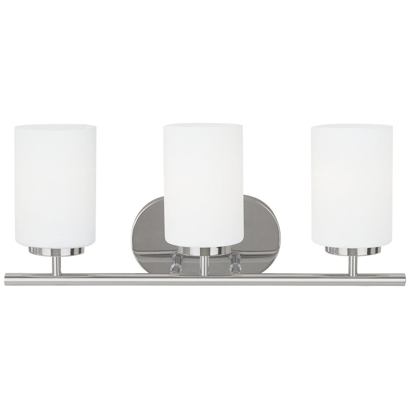 Oslo 3-Light Opal Glass Bath Vanity Light in Chrome
