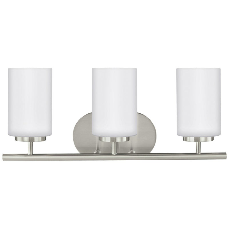 Oslo 3-Light Opal Glass Bath Vanity Light in Brushed Nickel