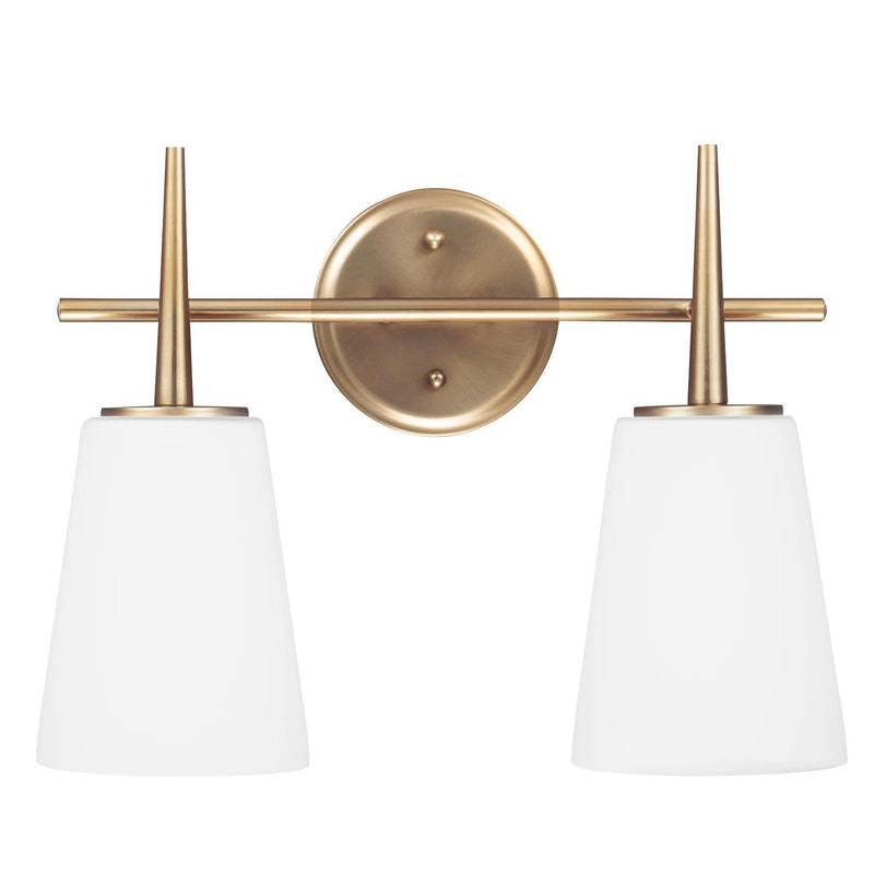 Driscoll 2-Light Bath Vanity Light in Satin Brass