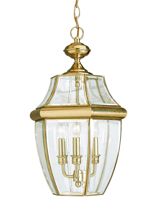 Lancaster Three Light Outdoor Pendant in Polished Brass