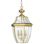 Lancaster 3-Light Outdoor Lantern Pendant in Polished Brass