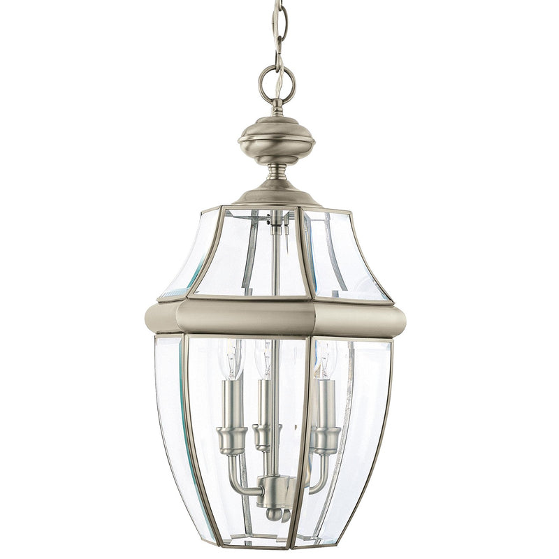 Lancaster Three Light Outdoor Pendant in Antique Brushed Nickel