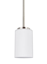 Oslo Opal Glass Mini Pendant in Brushed Nickel