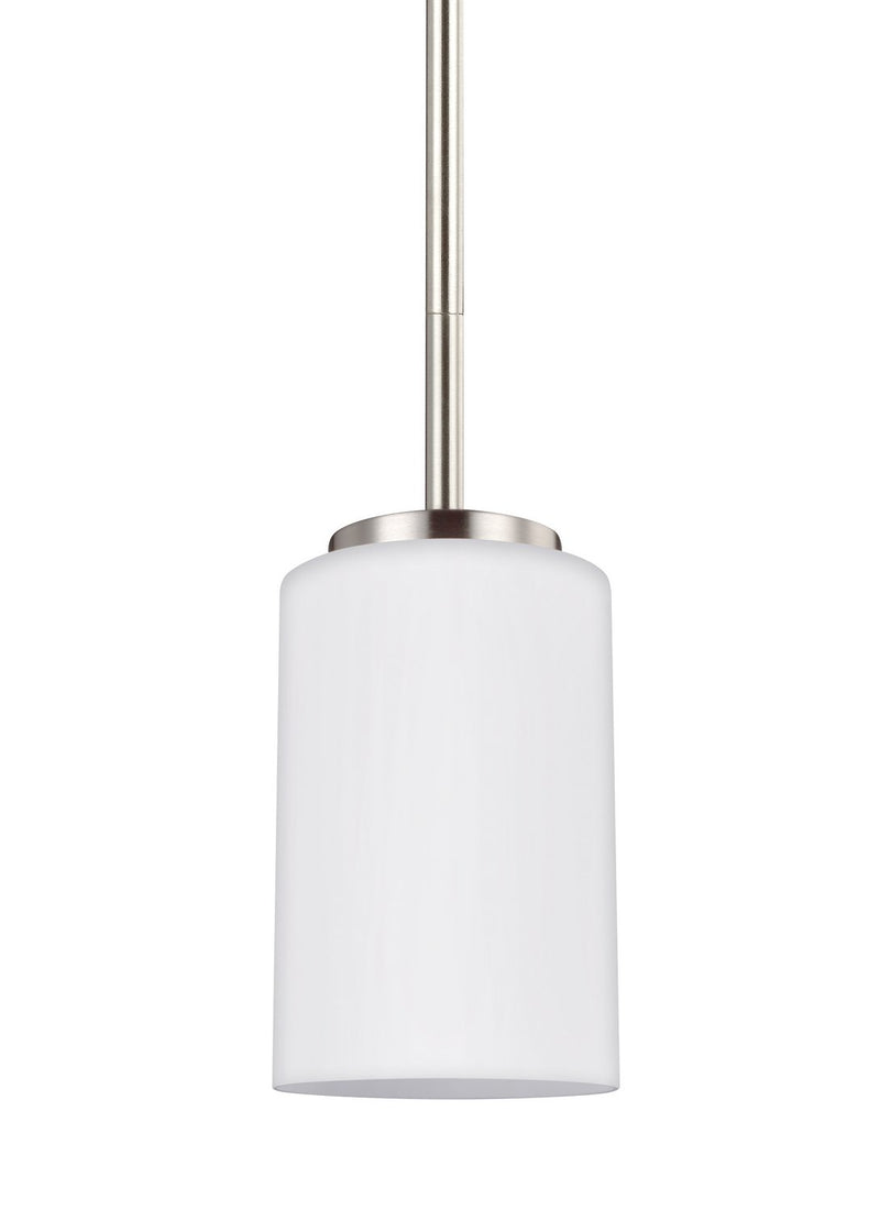 Oslo Opal Glass Mini Pendant in Brushed Nickel