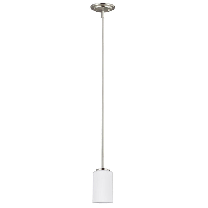 Oslo Opal Glass Mini Pendant in Brushed Nickel