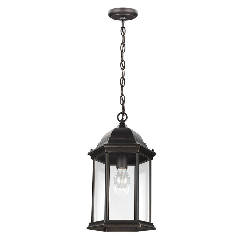 Sevier Clear Glass Outdoor Lantern Pendant in Antique Bronze