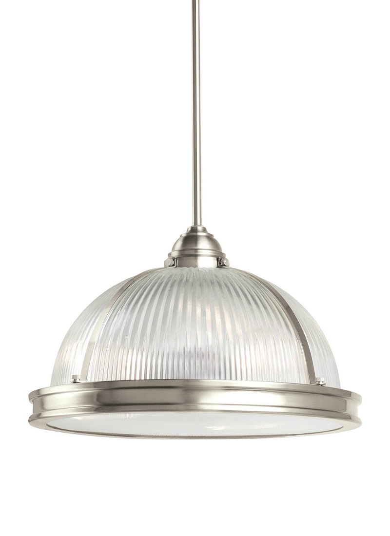 Pratt Street Prismatic Three Light Pendant in Brushed Nickel