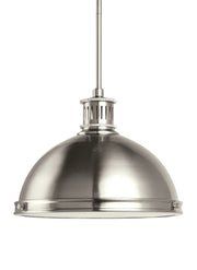 Pratt Street Metal Two Light Pendant in Brushed Nickel
