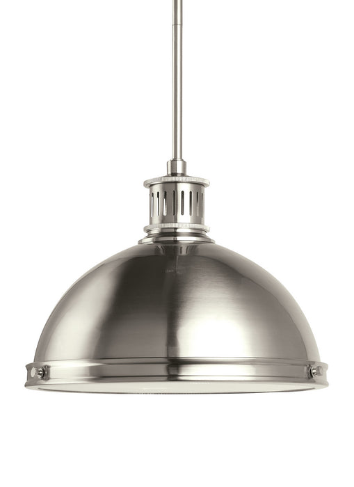 Pratt Street Metal Two Light Pendant in Brushed Nickel