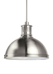 Pratt Street Metal Three Light Pendant in Brushed Nickel