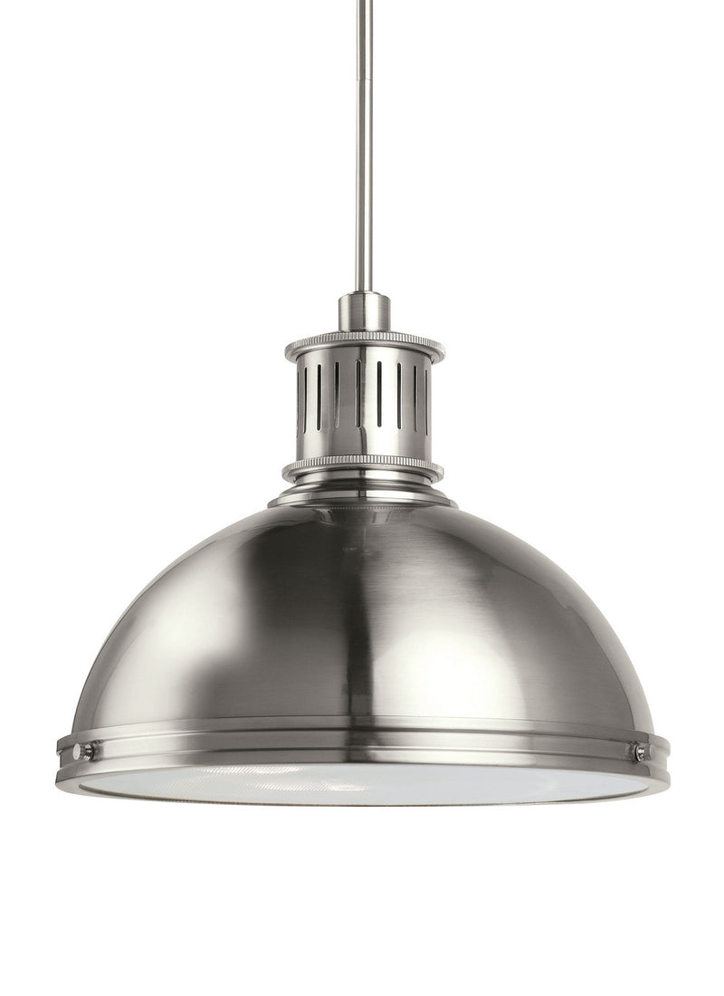 Pratt Street Metal Three Light Pendant in Brushed Nickel