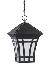 Herrington Etched Glass Outdoor Lantern Pendant in Black
