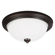 Geary Satin Etched Glass Flush Mount in Bronze