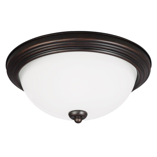 Geary Satin Etched Glass Flush Mount in Bronze