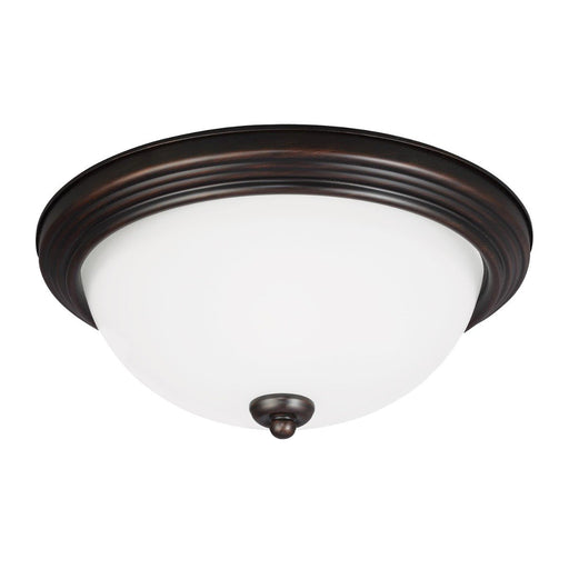 Geary 2-Light Satin Etched Glass Flush Mount in Bronze