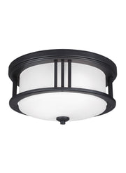Crowell Two Light Outdoor Flush Mount in Black
