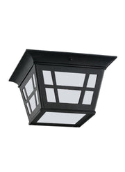 Herrington 2-Light Etched Glass Outdoor Flush Mount in Black