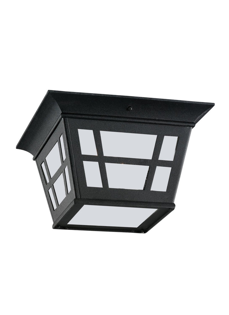 Herrington 2-Light Etched Glass Outdoor Flush Mount in Black