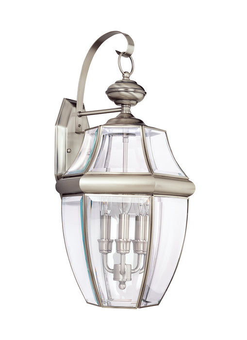 Lancaster Three Light Outdoor Wall Lantern in Antique Brushed Nickel
