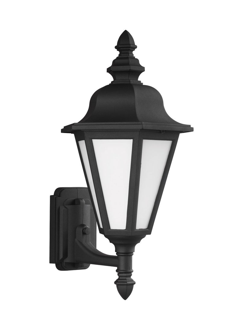 Brentwood 19.75" Smooth White Glass Outdoor Wall Lantern in Black