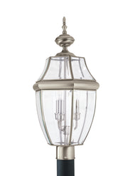 Lancaster Three Light Outdoor Post Lantern in Antique Brushed Nickel