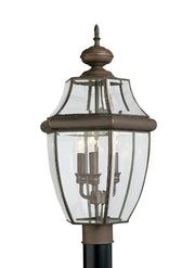 Lancaster Three Light Outdoor Post Lantern in Antique Bronze