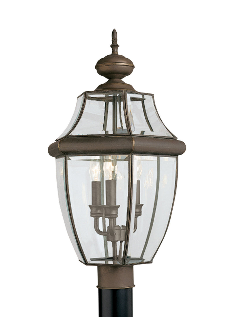 Lancaster Three Light Outdoor Post Lantern in Antique Bronze