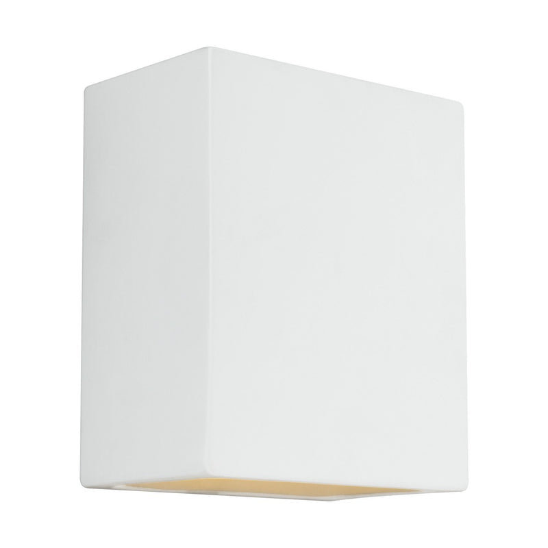 Paintable Ceramic Sconces Rectangular Outdoor Wall Lantern in Unfinished Ceramic