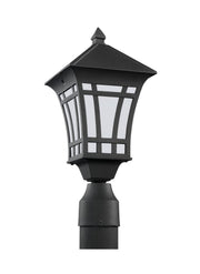Herrington Etched Glass Outdoor Post Light in Black