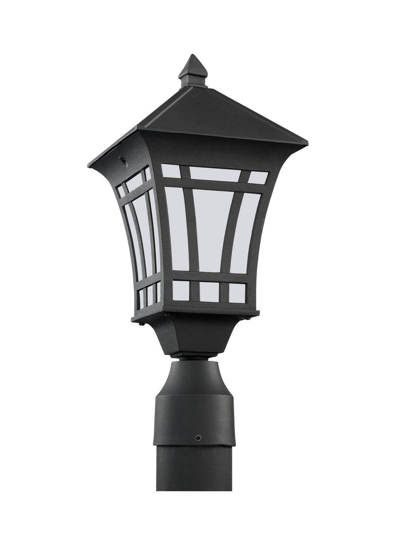 Herrington Etched Glass Outdoor Post Light in Black