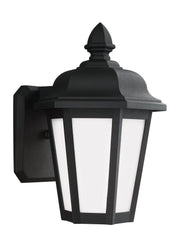 Brentwood 10.25" Smooth White Glass Outdoor Wall Lantern in Black