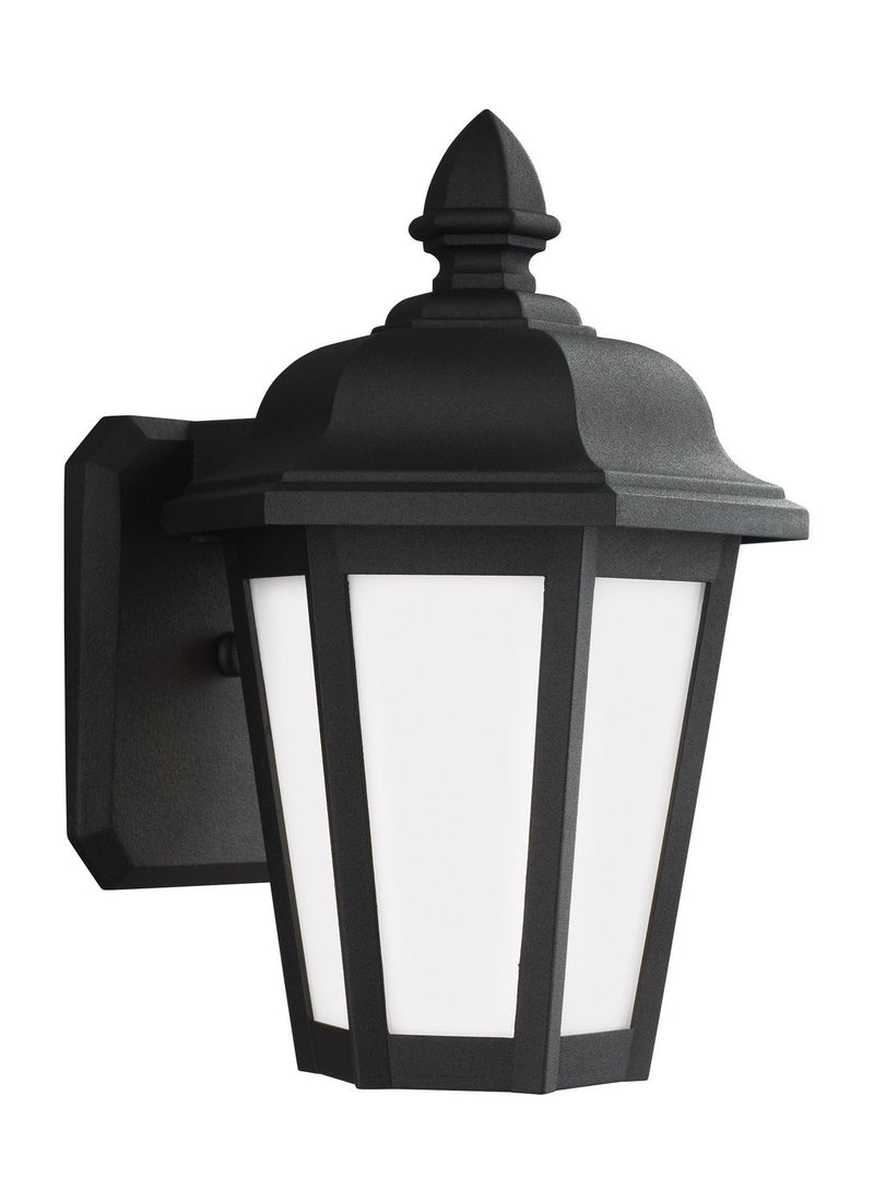 Brentwood 10.25" Smooth White Glass Outdoor Wall Lantern in Black