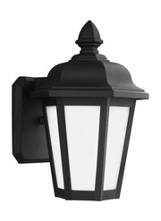 Brentwood 10.25" Smooth White Glass Outdoor Wall Lantern in Black