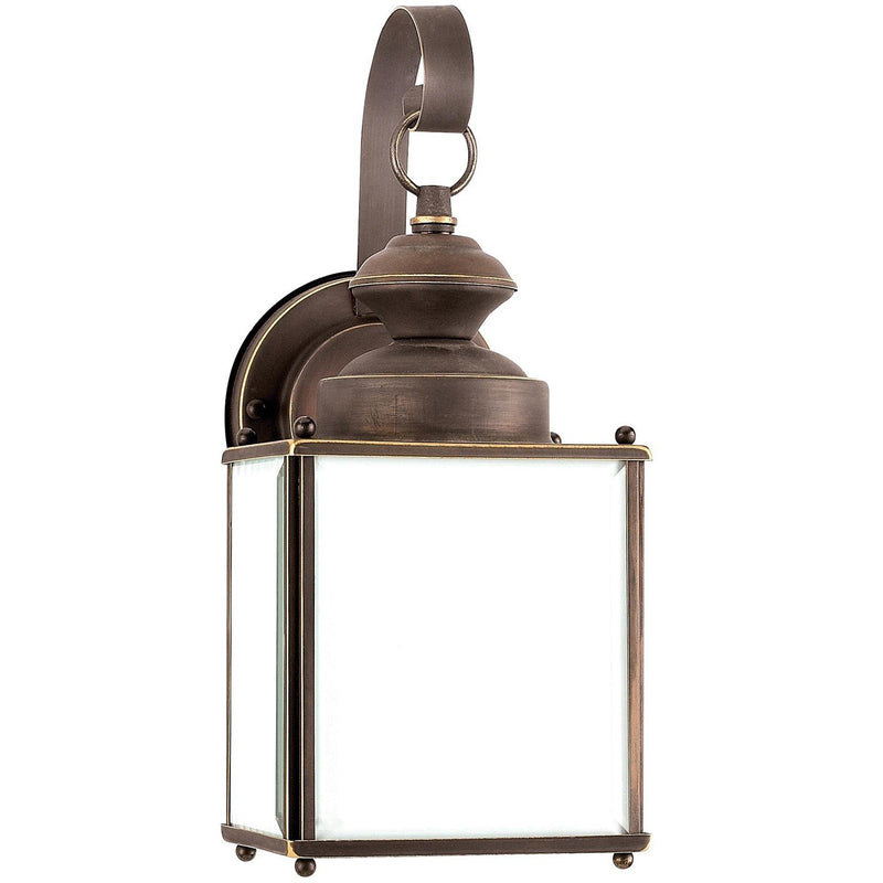 Jamestowne Medium Etched White Tiffany Outdoor Wall Lantern in Antique Bronze