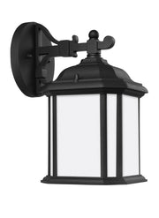 Kent Small Satin Etched Outdoor Wall Lantern in Black